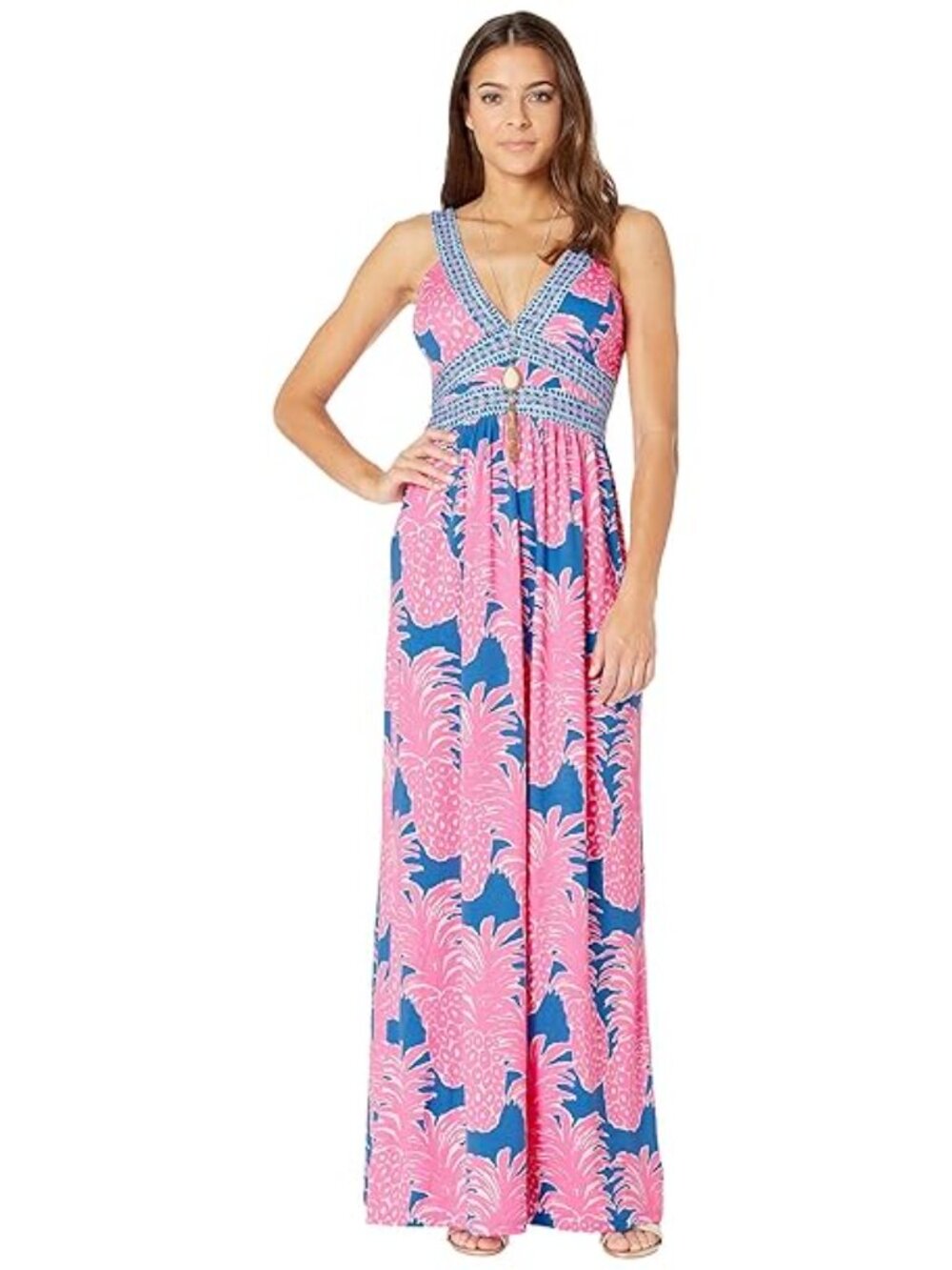 Lilly Pulitzer Taryn Pineapples Resortwear Beach Maxi Dress (00)